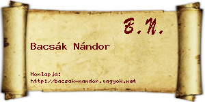 Bacsák Nándor névjegykártya